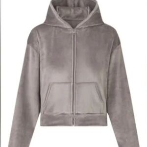 SKIMS Velour Gray Zip Up Hoodie Size 3XL EUC Loungewear